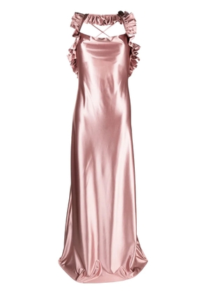 Rayane Bacha Iris satin ruffled maxi dress - Pink