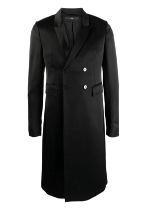 SAPIO double-breasted satin-finish midi coat - Black