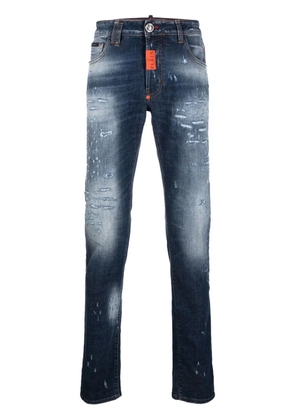 Philipp Plein distressed skinny-cut jeans - Blue