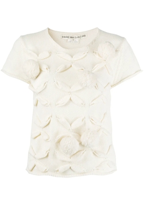 Comme Des Garçons Pre-Owned 2003 pompom embellished knitted T-shirt - Neutrals