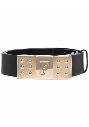 Gianfranco Ferré Pre-Owned 1990s logo engraved buckled leather belt - Black