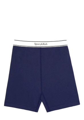 Sporty & Rich Serif logo-waistband shorts - Blue