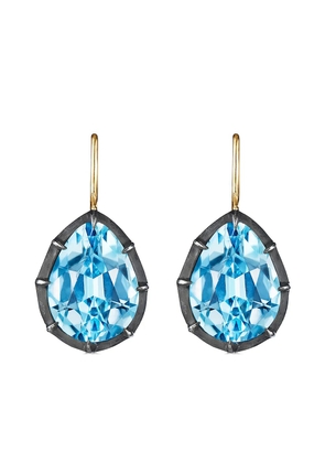 FRED LEIGHTON 18kt gold and silver Collet drop topaz earrings