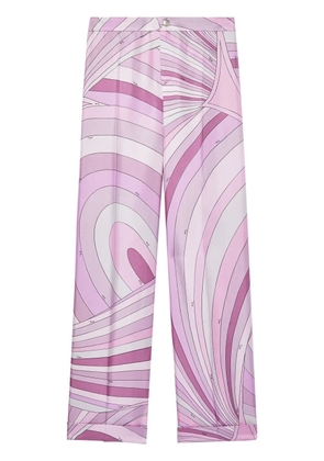 PUCCI abstract-print silk trousers - Purple
