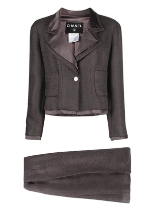 CHANEL Pre-Owned 1999 single-breasted skirt suit - Brown