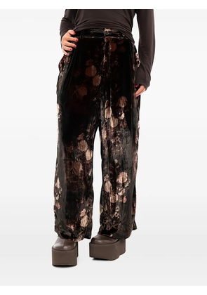 Aleksandr Manamïs floral-pattern velvet trousers - Green