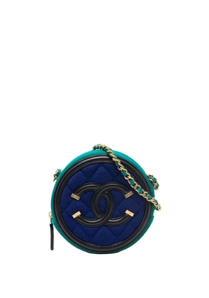 CHANEL Pre-Owned 2019 Tricolor Jersey CC Filigree Round crossbody bag - Blue