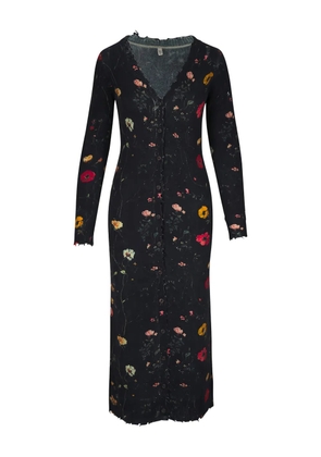 R13 floral raw-edge maxi dress - Black