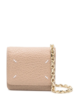 Maison Margiela logo-embroidered wallet-on-chain - Neutrals