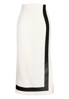 Mame Kurogouchi high-waisted striped tweed skirt - White