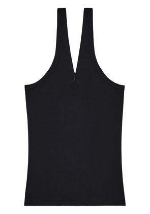 Courrèges logo-embroidered cotton-blend top - Black