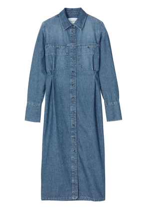 Closed button-up maxi denim shirtdress - Blue