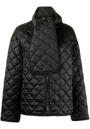 Goen.J scarf-detail quilted oversized jacket - Black
