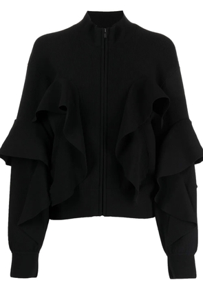 JNBY ruffle zip-front cardigan - Black