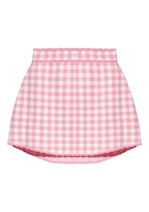 LoveShackFancy gingham scallop-hem mini skirt - Pink