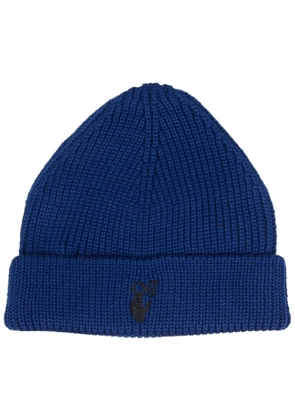 Off-White logo-embroidered beanie - Blue