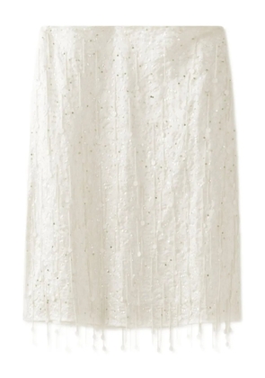 Asta Resort Fidan beaded tassel midi skirt - White