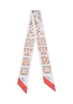ETRO logo paisley silk scarf - White