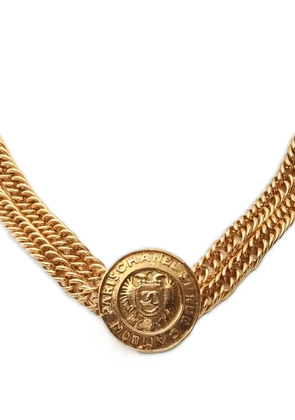 CHANEL Pre-Owned 1986-1988 double-chain coco-mark necklace - Gold