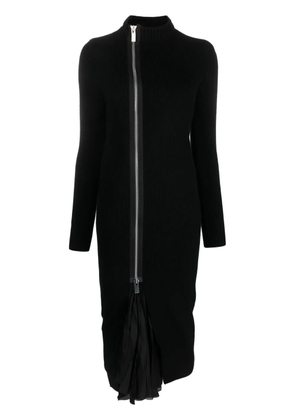 sacai layered wool and satin dress - Black