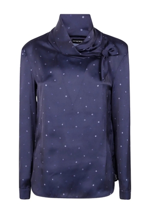 Emporio Armani polka-dot bow blouse - Blue