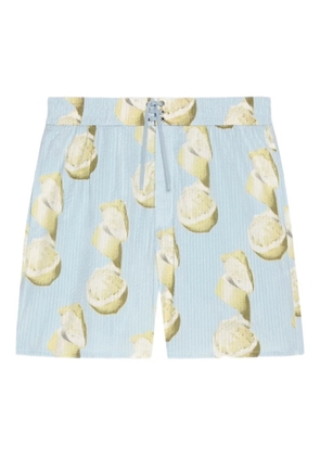 Givenchy lemon-print seersucker swim shorts - Blue