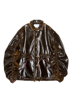 Yoshiokubo ruched-sleeve jacket - Brown