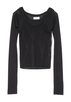 Muller Of Yoshiokubo mesh-layer long-sleeve top - Black
