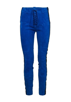 BEN TAVERNITI lace-up suede trousers - Blue