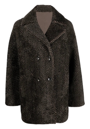 Manzoni 24 herringbone-pattern sheepskin coat - Brown