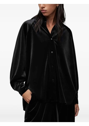 AllSaints velvet balloon-sleeve shirt - Black