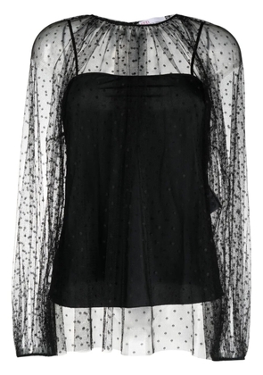 RED Valentino ballon-sleeved tulle blouse - Black