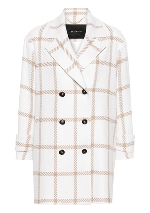 Kiton check-pattern cashmere double-breasted coat - White