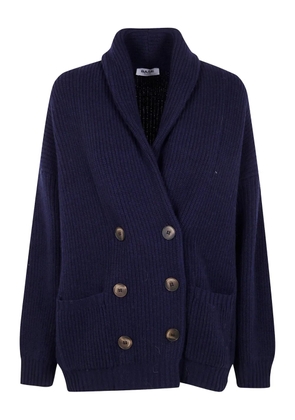 base button shawl-collar cardigan - Blue