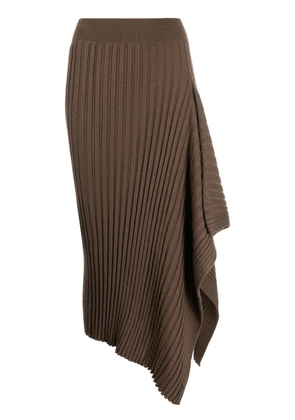 Calvin Klein ribbed-knit draped midi skirt - Brown