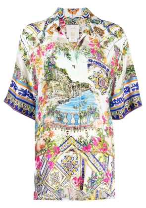 Camilla graphic-print silk shirt - White