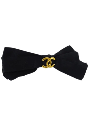 CHANEL Pre-Owned CC-logo Bow hair clip - Black
