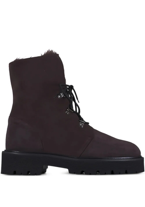 Aquatalia faux-fur-lining lace-up boots - Brown