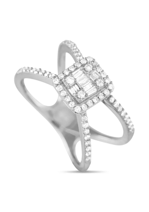 LB Exclusive pre-owned 14K white gold split-shank diamond ring - Silver