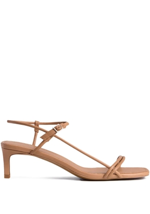 12 STOREEZ 50mm leather ankle-strap heeled sandals - Neutrals