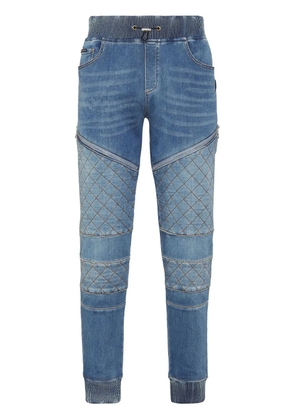 Philipp Plein Jogging logo-appliqué tapered jeans - Blue