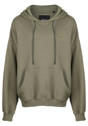 Mostly Heard Rarely Seen logo-embroidered panelled cotton hoodie - Green