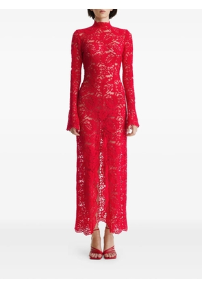 2310 STUDIO floral-lace turtleneck dress - Red