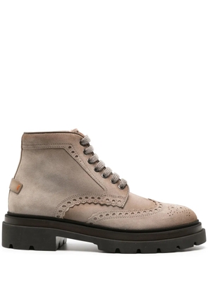 Santoni suede brogue boots - Neutrals