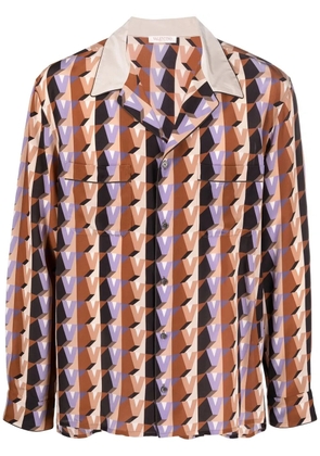 Valentino Garavani graphic-print silk shirt - Brown