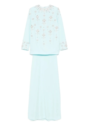 Dina Melwani crystal-embellished top and skirt set - Blue
