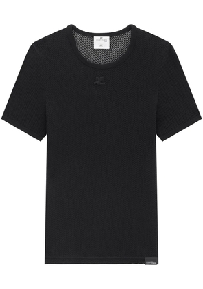 Courrèges mesh crew-neck T-shirt - Black