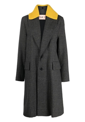 Plan C rib-knit collar single-breasted coat - Grey