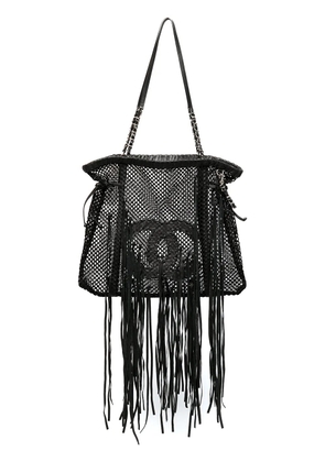 CHANEL Pre-Owned 2011 Resort large logo fringed tote - Black
