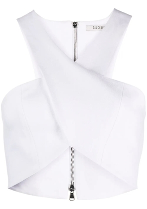 Gauchère crossed cotton-linen blend top - White